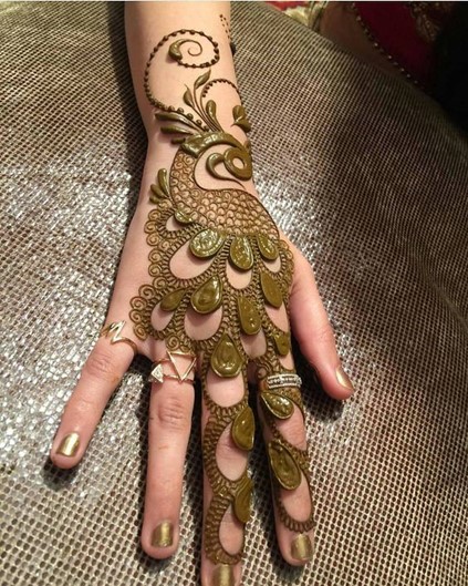 Fabulous Peacock Mehendi Design for the Back of Your Palm